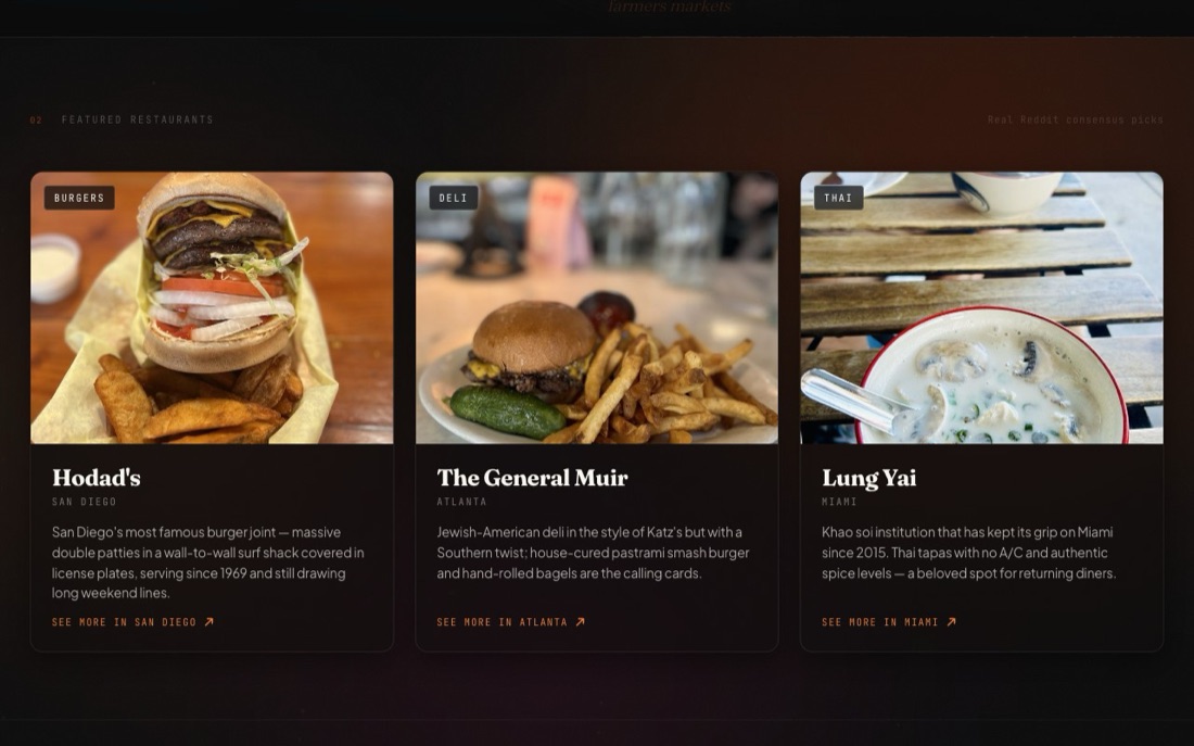 Real Reddit-consensus restaurant picks