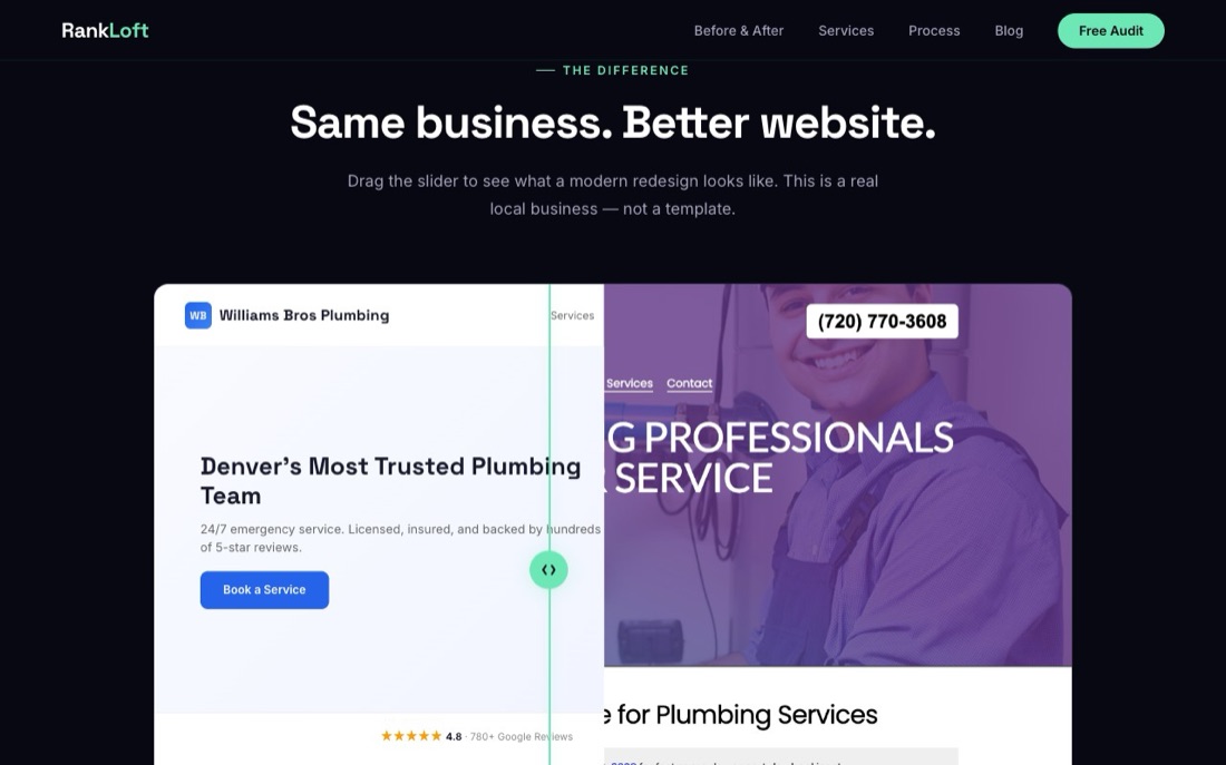 Real before/after redesign slider